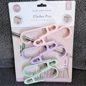 Pastel Clip and Hang Clothes Pins - Pack of 6